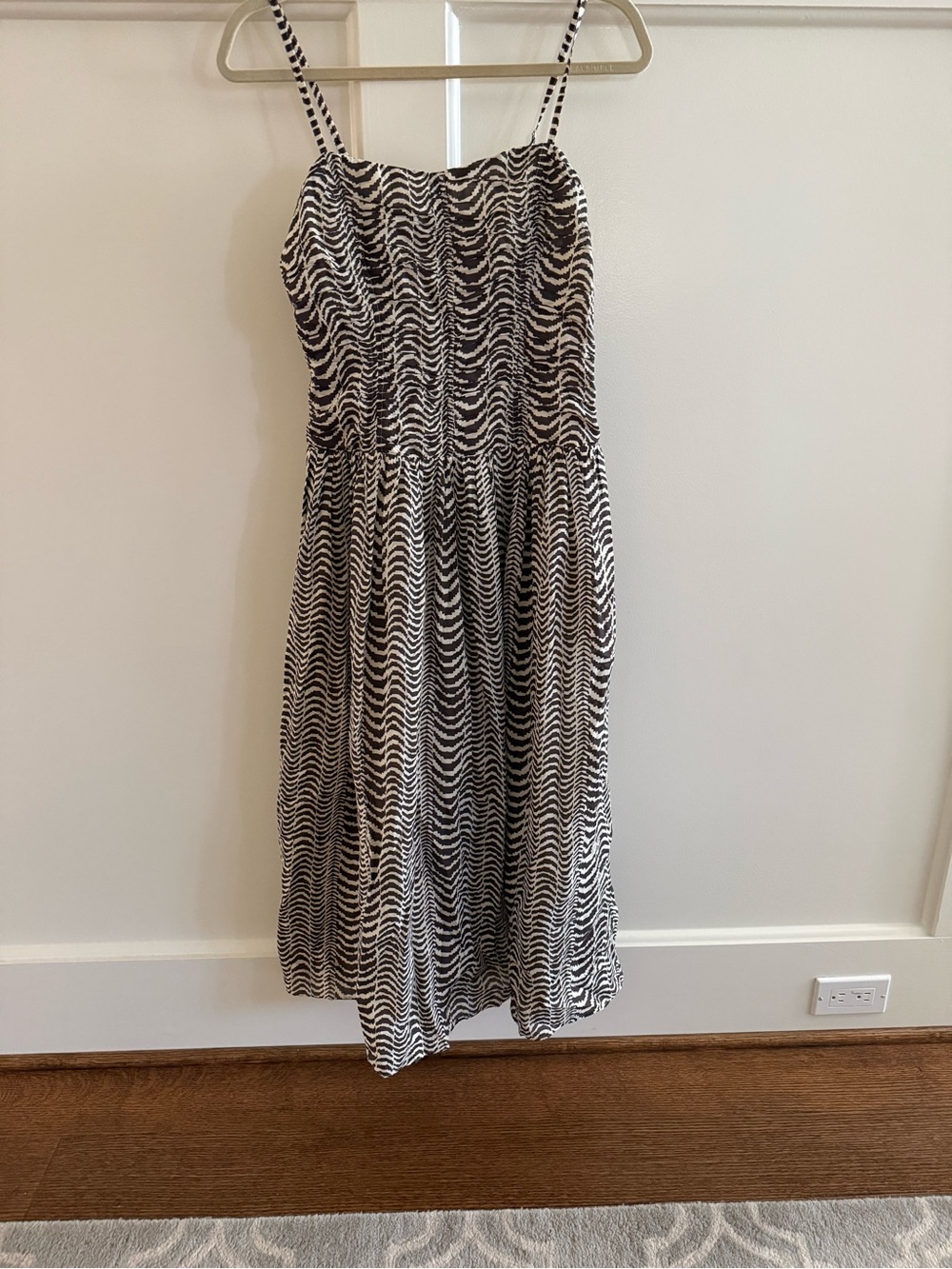 Madewell Black and White Wave-Print Dress NWT